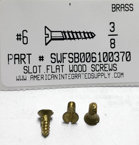 #6X3/8 FLAT HEAD SLOTTED WOOD SCREW BRASS