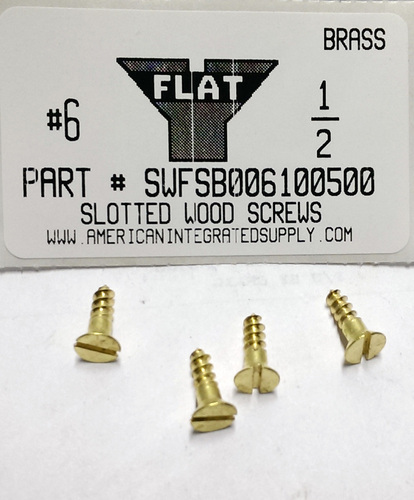 #6X1/2 FLAT HEAD SLOTTED WOOD SCREW BRASS