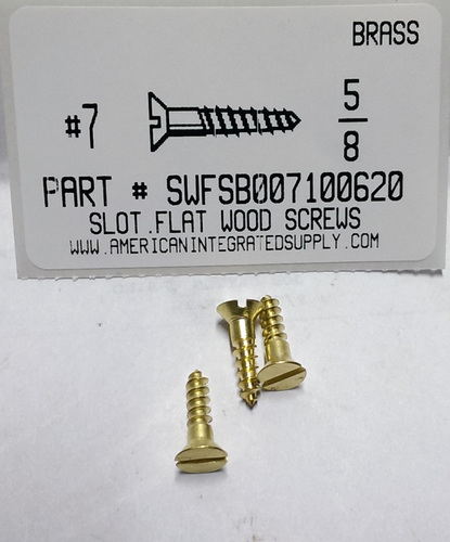 #7X5/8 FLAT HEAD SLOTTED WOOD SCREW BRASS