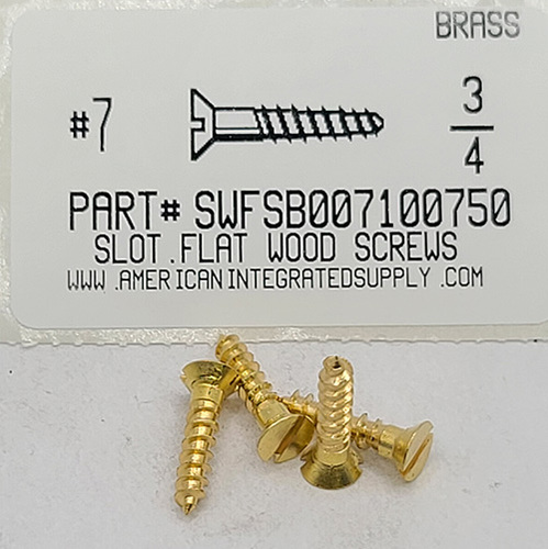 #7X3/4 FLAT HEAD SLOTTED WOOD SCREW BRASS