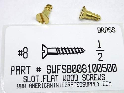 #8X1/2 FLAT HEAD SLOTTED WOOD SCREW BRASS