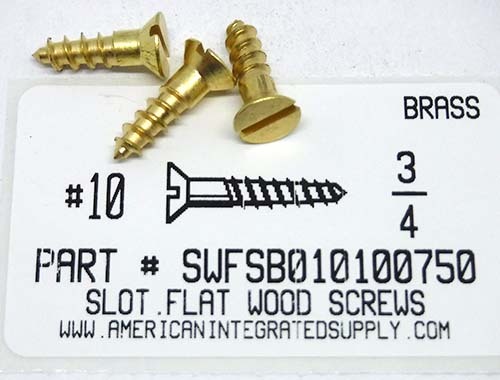 #10X3/4 FLAT HEAD SLOTTED WOOD SCREW BRASS