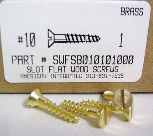 #10X1 FLAT HEAD SLOTTED WOOD SCREW BRASS