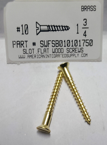 #10X1-3/4 FLAT HEAD SLOTTED WOOD SCREW BRASS