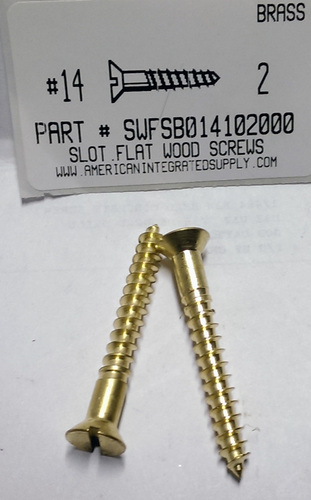 #14X2 FLAT HEAD SLOTTED WOOD SCREW BRASS