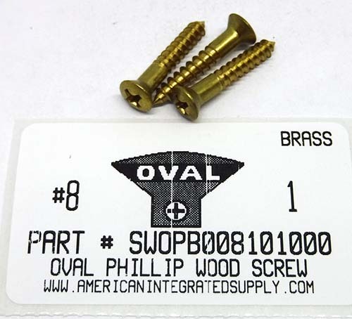 #8X1 OVAL HEAD PHILLIPS WOOD SCREW BRASS