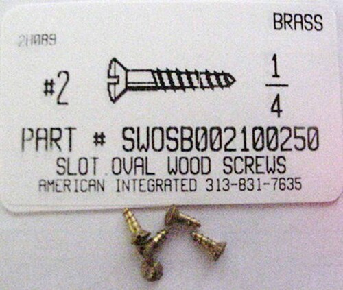 #2X1/4 OVAL HEAD SLOTTED WOOD SCREW BRASS