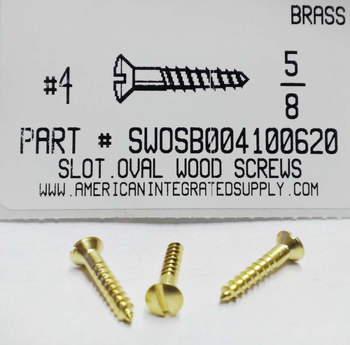 #4X5/8 OVAL HEAD SLOTTED WOOD SCREW BRASS