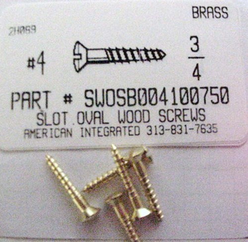 #4X3/4 OVAL HEAD SLOTTED WOOD SCREW BRASS