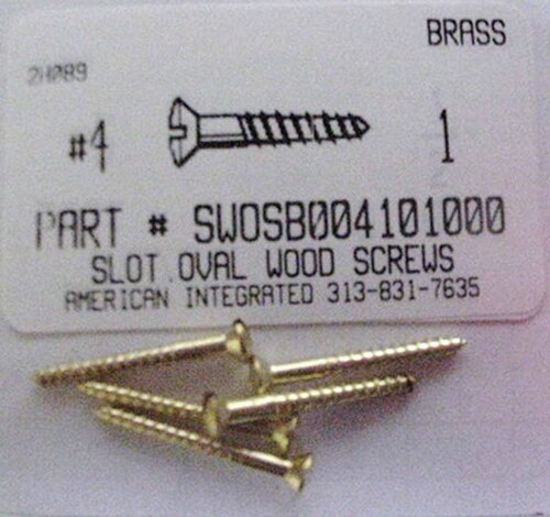 #4X1 OVAL HEAD SLOTTED WOOD SCREW BRASS