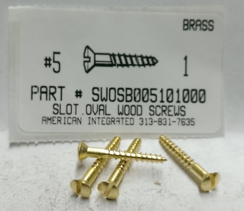 #5X1 OVAL HEAD SLOTTED WOOD SCREW BRASS