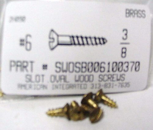 #6X3/8 OVAL HEAD SLOTTED WOOD SCREW BRASS