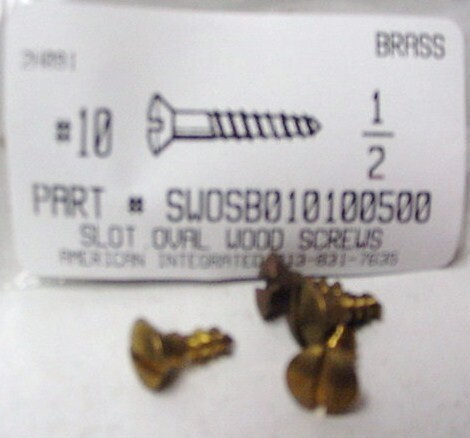 #10X1/2 OVAL HEAD SLOTTED WOOD SCREW BRASS (DISCONTINUED)