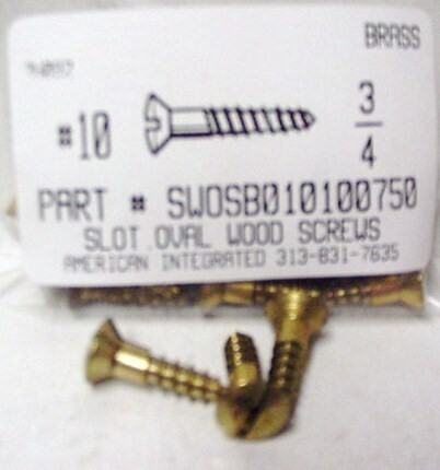 #10X3/4 OVAL HEAD SLOTTED WOOD SCREW BRASS