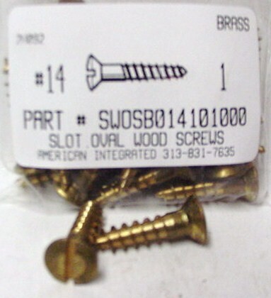 #14X1 OVAL HEAD SLOTTED WOOD SCREW BRASS