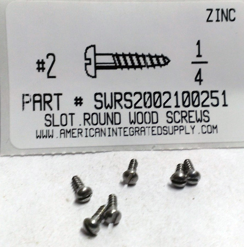 #2X1/4 ROUND HEAD SLOTTED WOOD SCREW STEEL ZINC PLATED