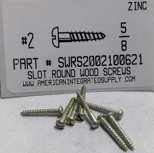 #2X5/8 ROUND HEAD SLOTTED WOOD SCREW STEEL ZINC PLATED