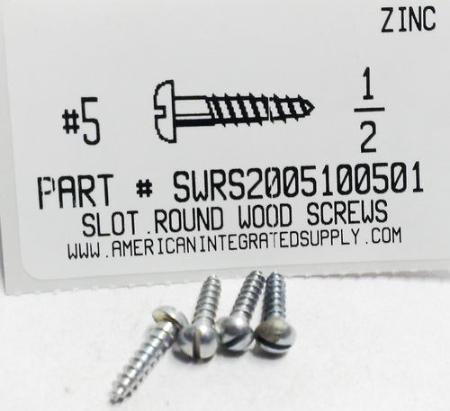 #5X1/2 ROUND HEAD SLOTTED WOOD SCREW STEEL ZINC PLATED