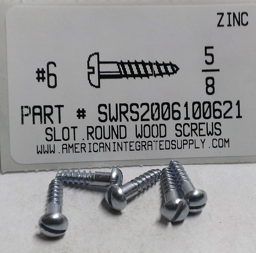 #6X5/8 ROUND HEAD SLOTTED WOOD SCREW STEEL ZINC PLATED