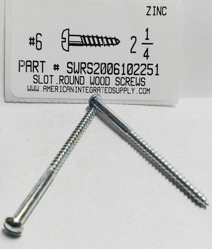 #6X2-1/4 ROUND HEAD SLOTTED WOOD SCREW STEEL ZINC PLATED (DISCONTINUED)