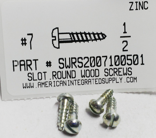 #7X1/2 ROUND HEAD SLOTTED WOOD SCREW STEEL ZINC PLATED