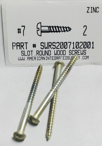 #7X2 ROUND HEAD SLOTTED WOOD SCREW STEEL ZINC PLATED