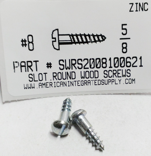 #8X5/8 ROUND HEAD SLOTTED WOOD SCREW STEEL ZINC PLATED (DISCONTINUED)