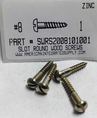 #8X1 ROUND HEAD SLOTTED WOOD SCREW STEEL ZINC PLATED