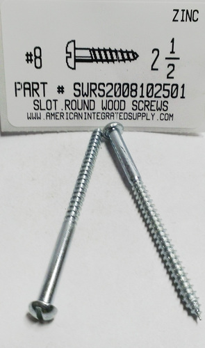 #8X2-1/2 ROUND HEAD SLOTTED WOOD SCREW STEEL ZINC PLATED (DISCONTINUED)