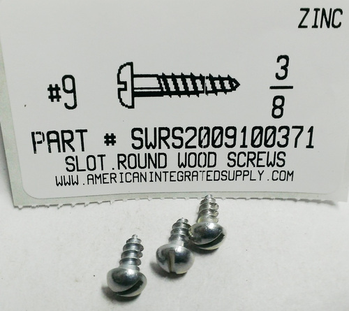 #9X3/8 ROUND HEAD SLOTTED WOOD SCREW SCREW STEEL ZINC PLATED