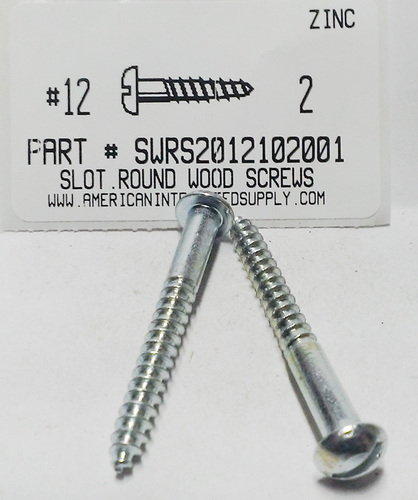 #12X2 ROUND HEAD SLOTTED WOOD SCREW STEEL ZINC PLATED