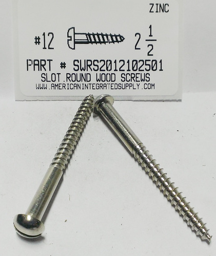 #12X2-1/2 ROUND HEAD SLOTTED WOOD SCREW STEEL ZINC PLATED