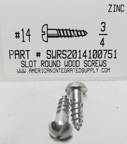 #14X3/4 ROUND HEAD SLOTTED WOOD SCREW STEEL ZINC PLATED