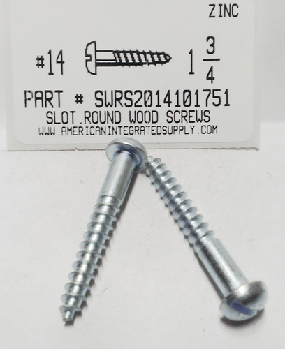 #14X1-3/4 ROUND HEAD SLOTTED WOOD SCREW STEEL ZINC PLATED (DISCONTINUED)