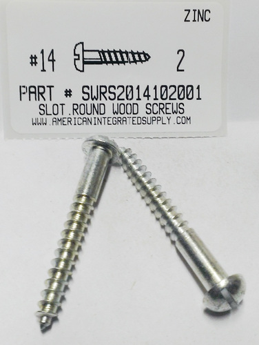 #14X2 ROUND HEAD SLOTTED WOOD SCREW STEEL ZINC PLATED