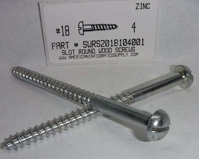 #18X4 ROUND HEAD SLOTTED WOOD SCREW STEEL ZINC PLATED (DISCONTINUED)