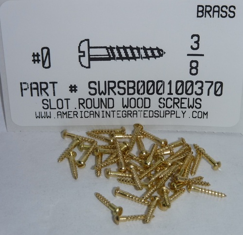 #0X3/8 ROUND HEAD SLOTTED WOOD SCREW BRASS