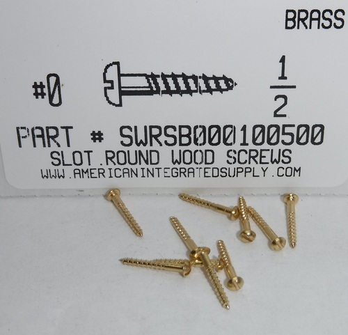 #0X1/2 ROUND HEAD SLOTTED WOOD SCREW BRASS