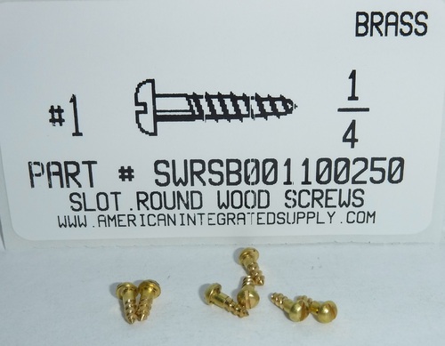 #1X1/4 ROUND HEAD SLOTTED WOOD SCREW BRASS