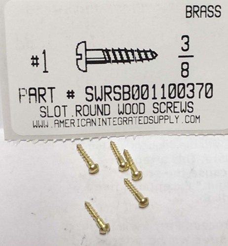 #1X3/8 ROUND HEAD SLOTTED WOOD SCREW BRASS