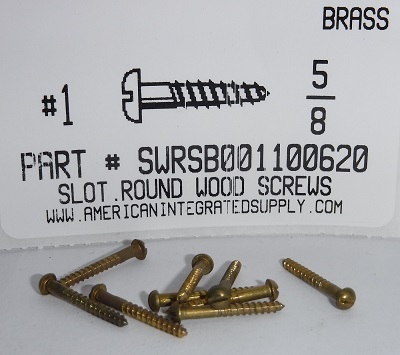 #1X5/8 ROUND HEAD SLOTTED WOOD SCREW BRASS