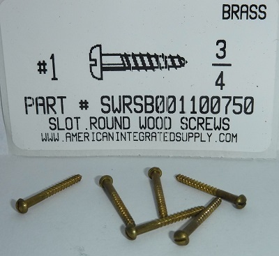 #1X3/4 ROUND HEAD SLOTTED WOOD SCREW BRASS