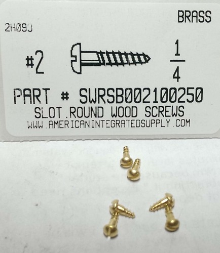 #2X1/4 ROUND HEAD SLOTTED WOOD SCREW BRASS