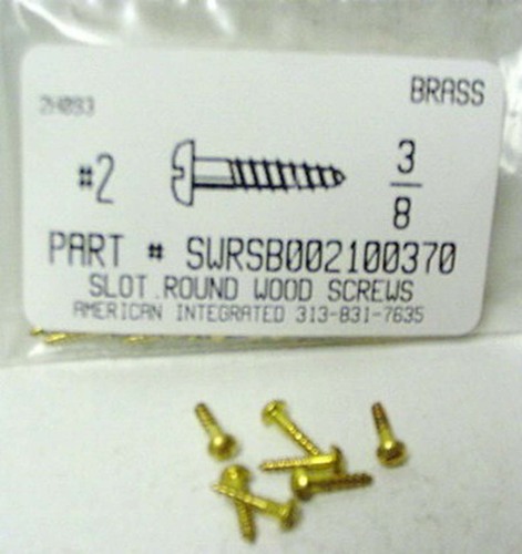 #2X3/8 ROUND HEAD SLOTTED WOOD SCREW BRASS