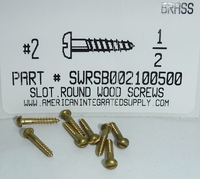 #2X1/2 ROUND HEAD SLOTTED WOOD SCREW BRASS