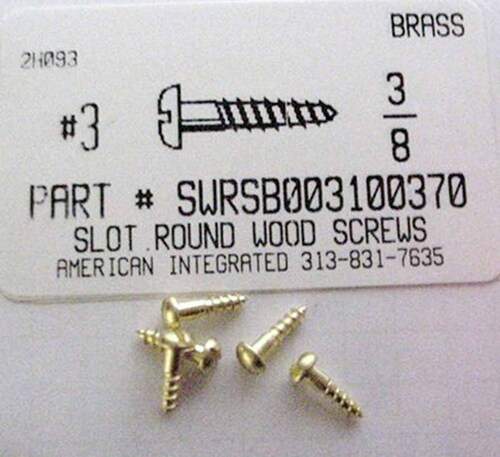 #3X3/8 ROUND HEAD SLOTTED WOOD SCREW BRASS