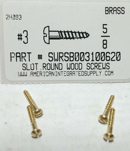 #3X5/8 ROUND HEAD SLOTTED WOOD SCREW BRASS