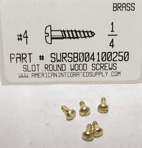 #4X1/4 ROUND HEAD SLOTTED WOOD SCREW BRASS