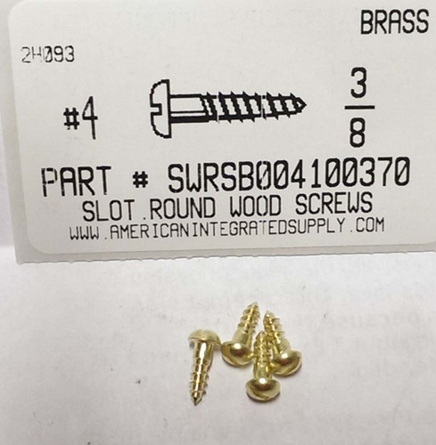 #4X3/8 ROUND HEAD SLOTTED WOOD SCREW BRASS