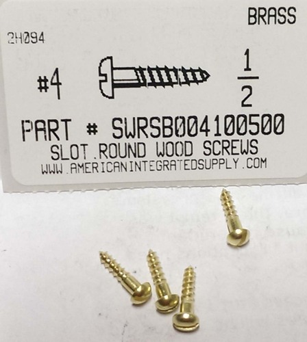 #4X1/2 ROUND HEAD SLOTTED WOOD SCREW BRASS